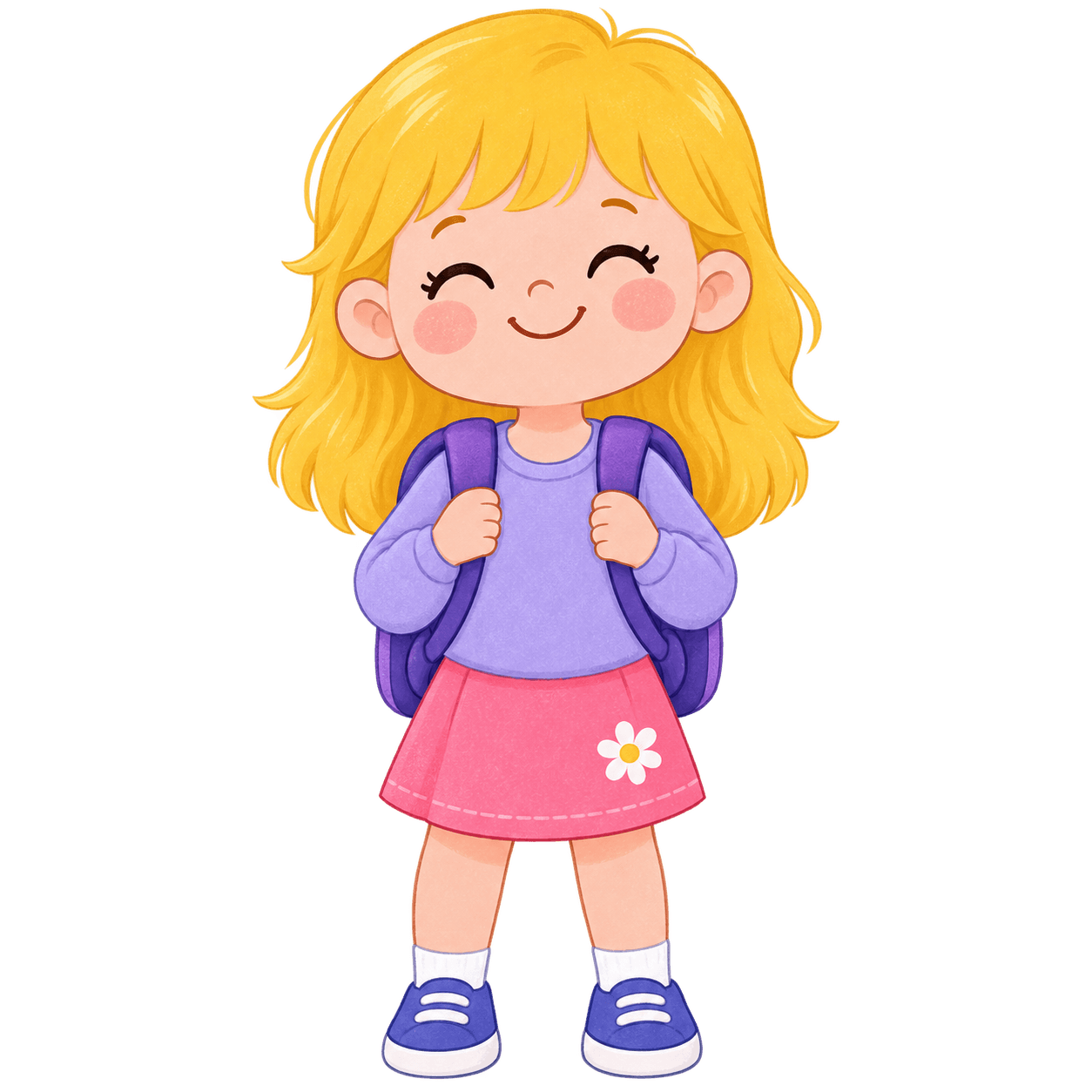 Smiling child wearing a backpack